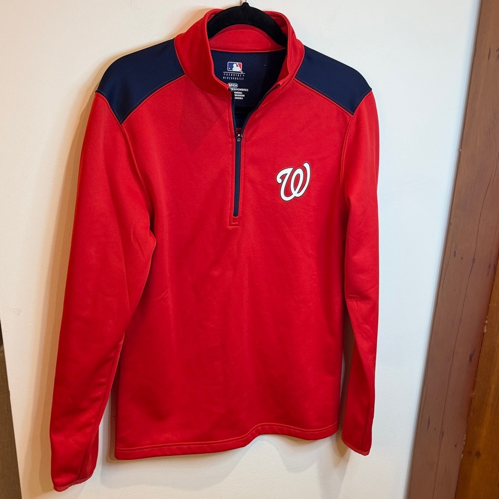NWOT MLB Genuine Merchandise Red Washington Nationals Quarter-Zip Pullover, S